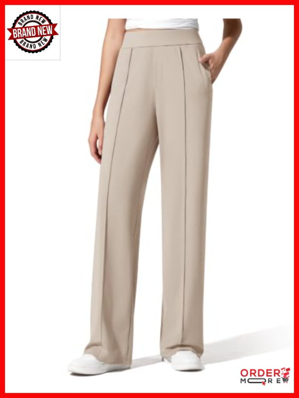 Wide Leg Yoga Dress Pants High Waist Pull On Trousers Work Casual